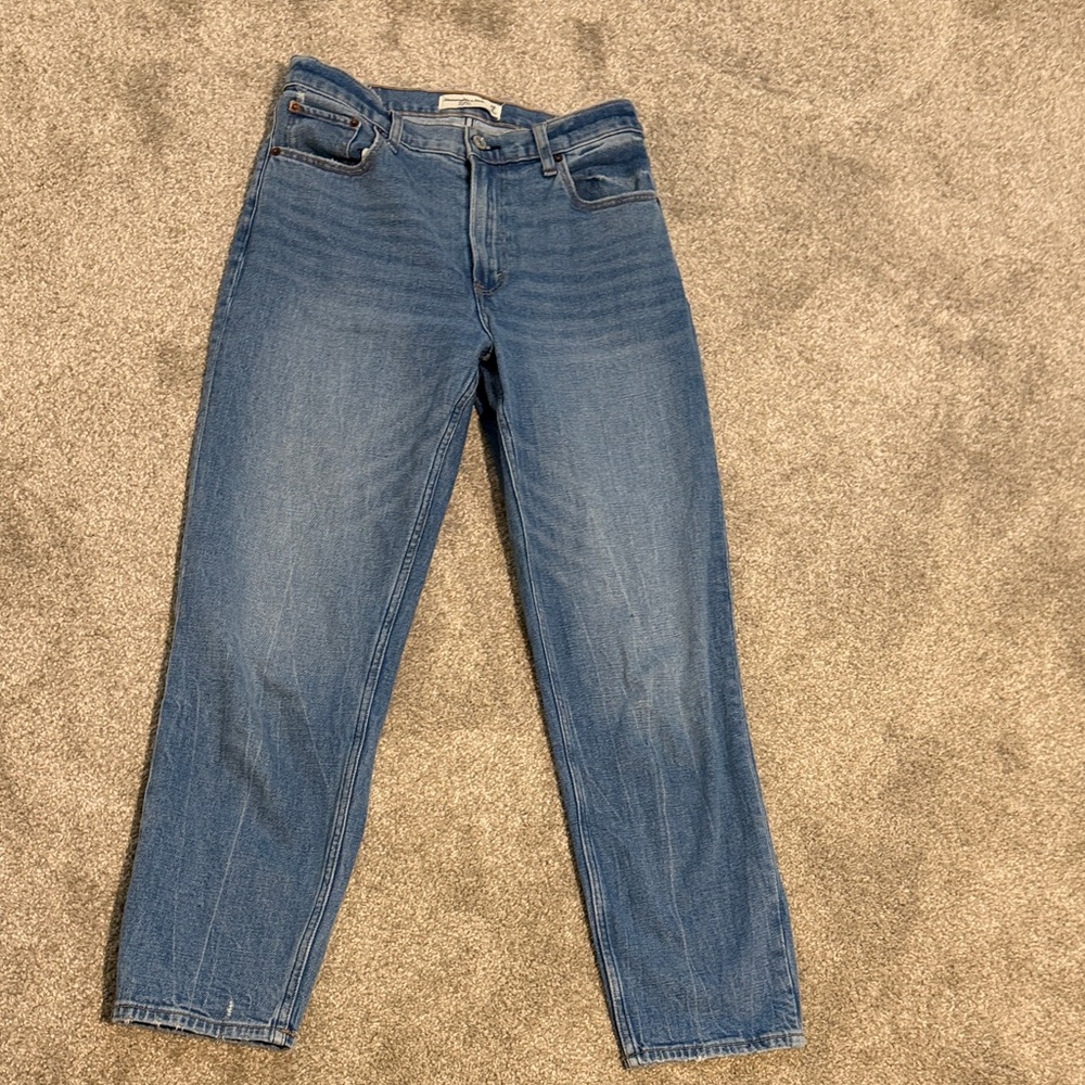 Abercrombie & Fitch Straight-Leg Mid Blue Mom High Rise Jeans 26 | 2